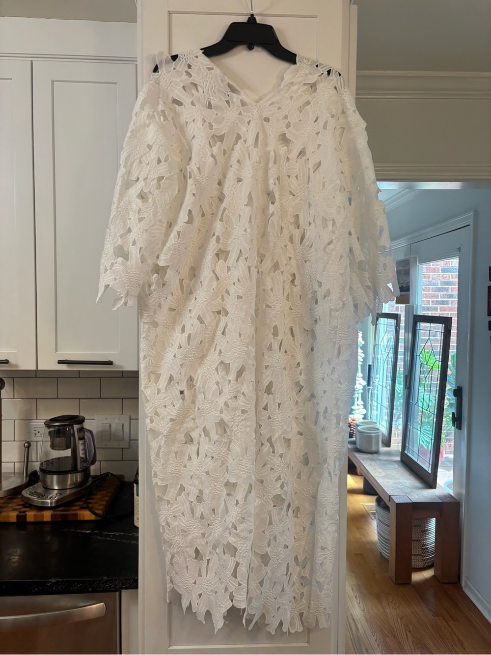 by Anthropologie floral eyelet kaftan in white embroidered flowers - Picture 6 of 8